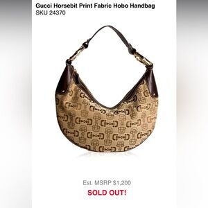 EUC Gucci Horsebit Print Fabric Hobo Handbag. Clean inside and out.